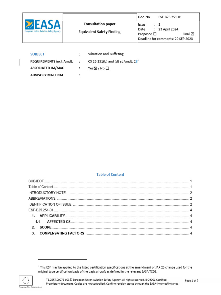 ESF for CS 25.251 Vibration Compliance | PDF | Wind Tunnel ...