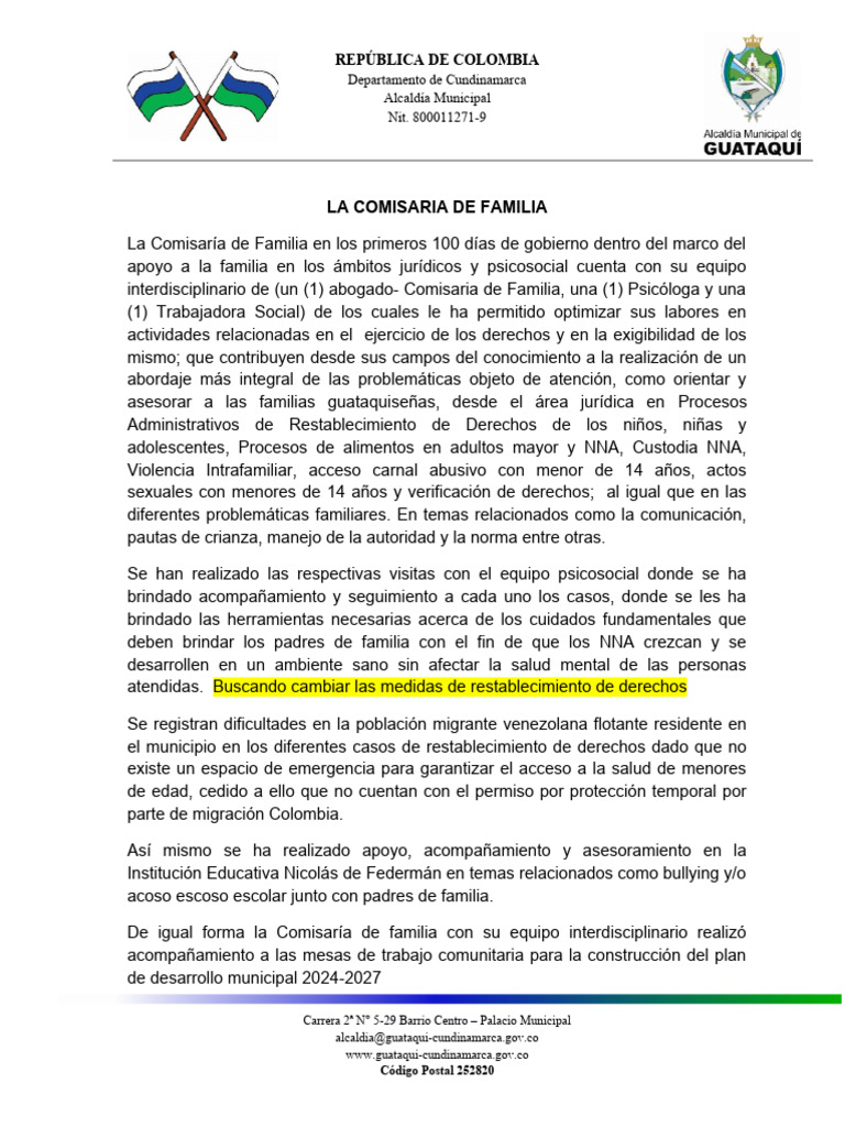 Informe de 100 Dias | Descargar gratis PDF | Familia | Trabajo Social
