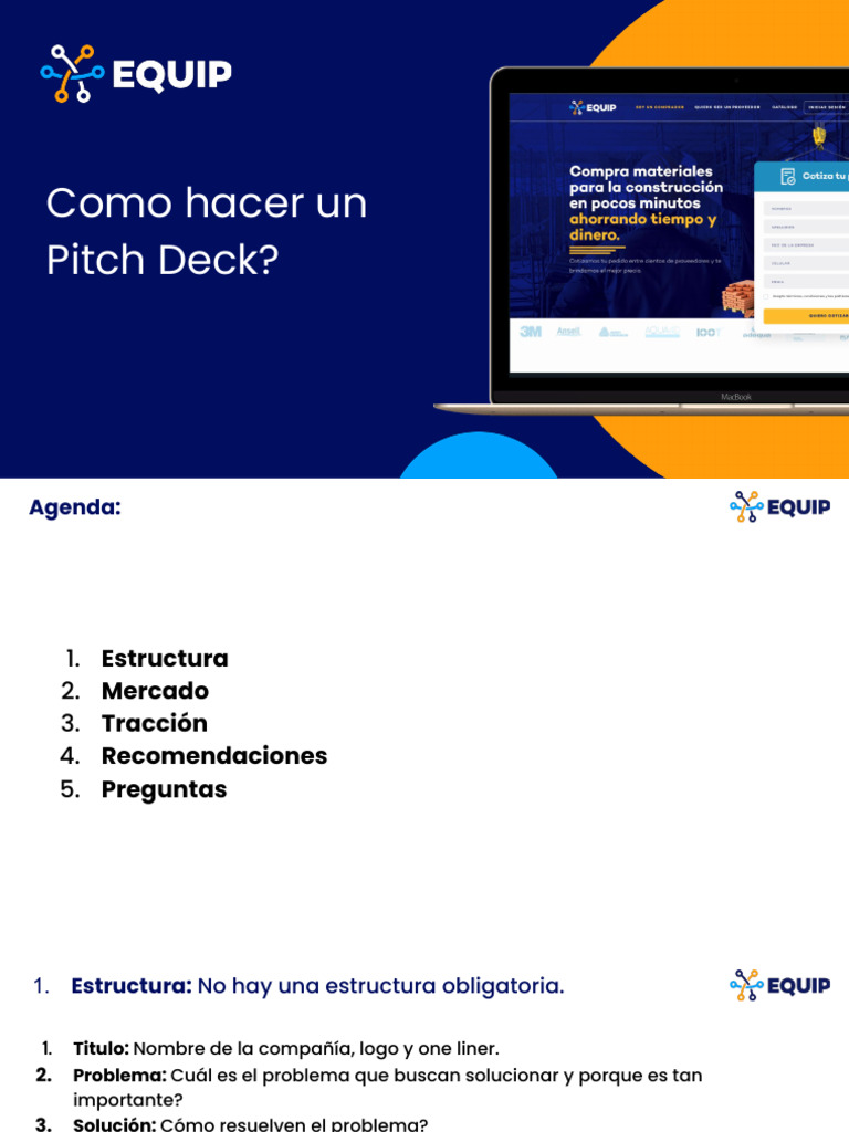 How To Make A Pitch Deck - Equip | PDF | Mercado (economía) | Economias