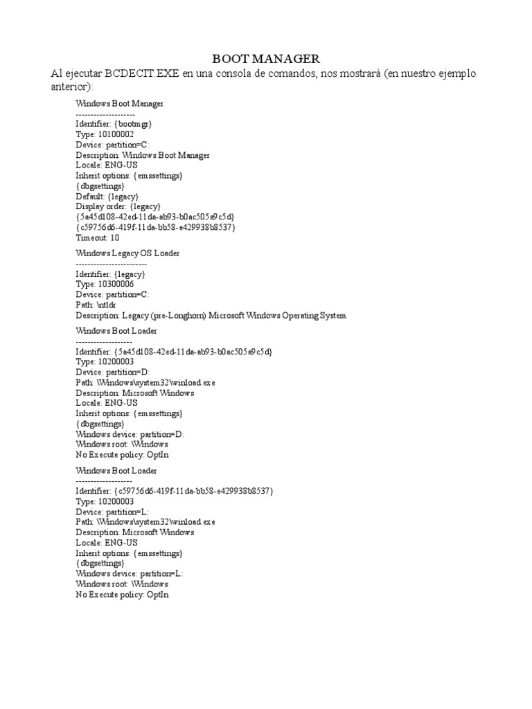 Windows Boot Manager Configuration | PDF