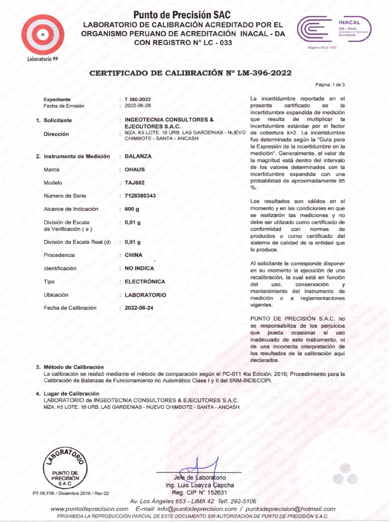 Ingeotecnia Consultores & Ejecutores Sac LM - 396 | PDF