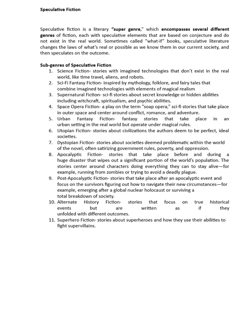 Speculative Fiction PDF