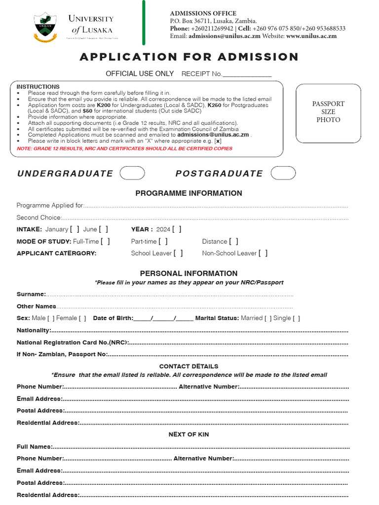 Unilus Application Guidelines 2026 | PDF