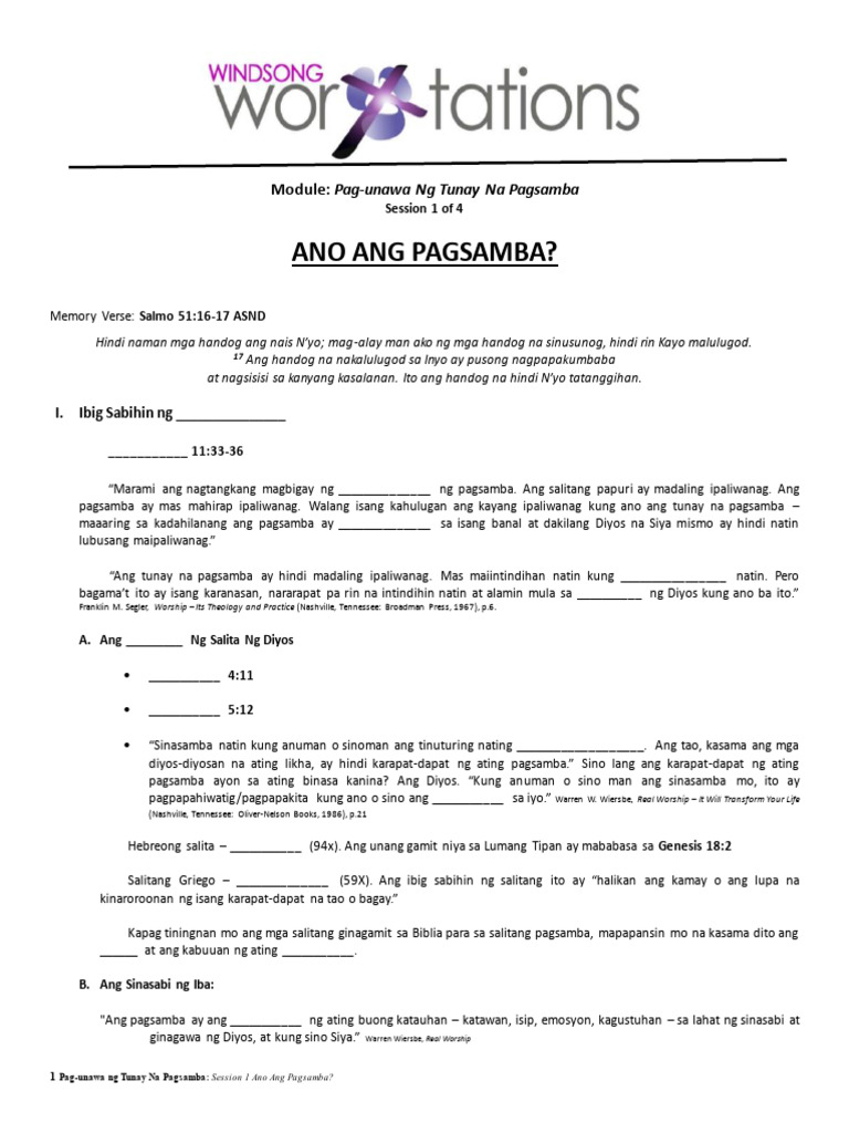 Session 1 Defining The Indefinable Tagalog Handout PDF