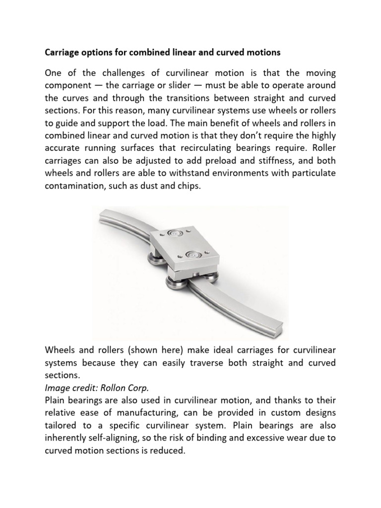 Carriage Options For Combined Linear and Curved Motions | PDF