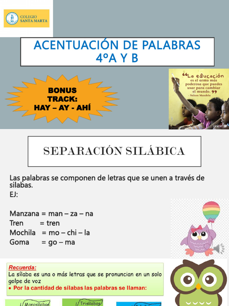 Acentuación y clasificación de palabras | PDF | Artes del Lenguaje y ...