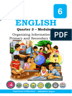 English 6 Quarter 3 Module 5 Organizing Information From Primary and Secondary Sources