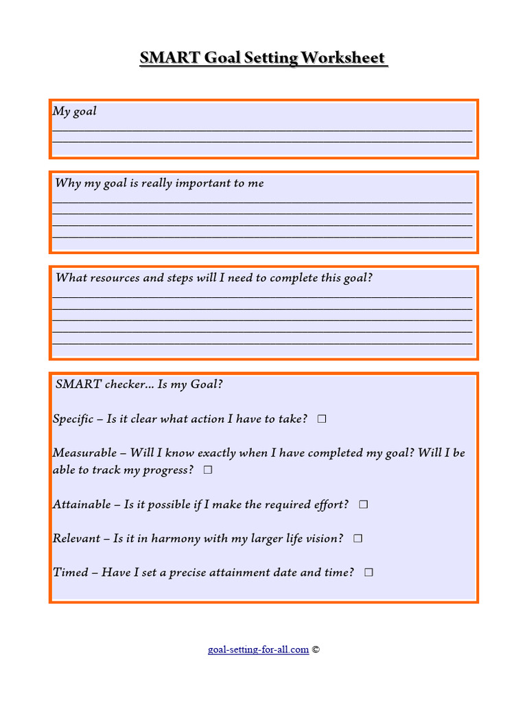 Smart Goal Setting Worksheet | PDF
