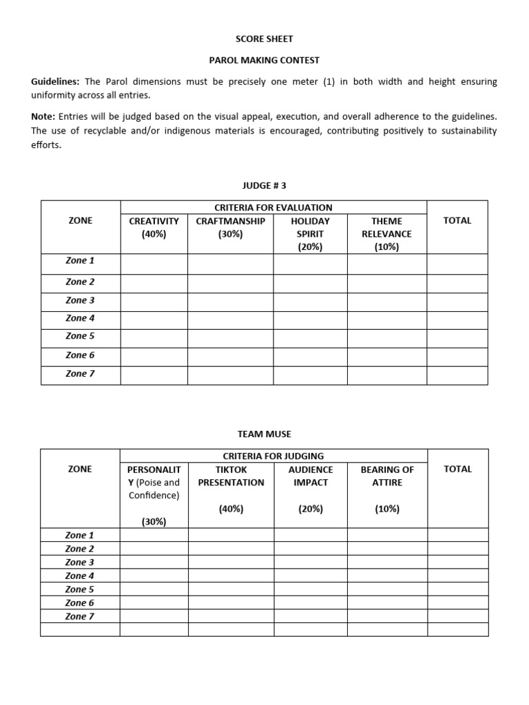 Score Sheet | PDF