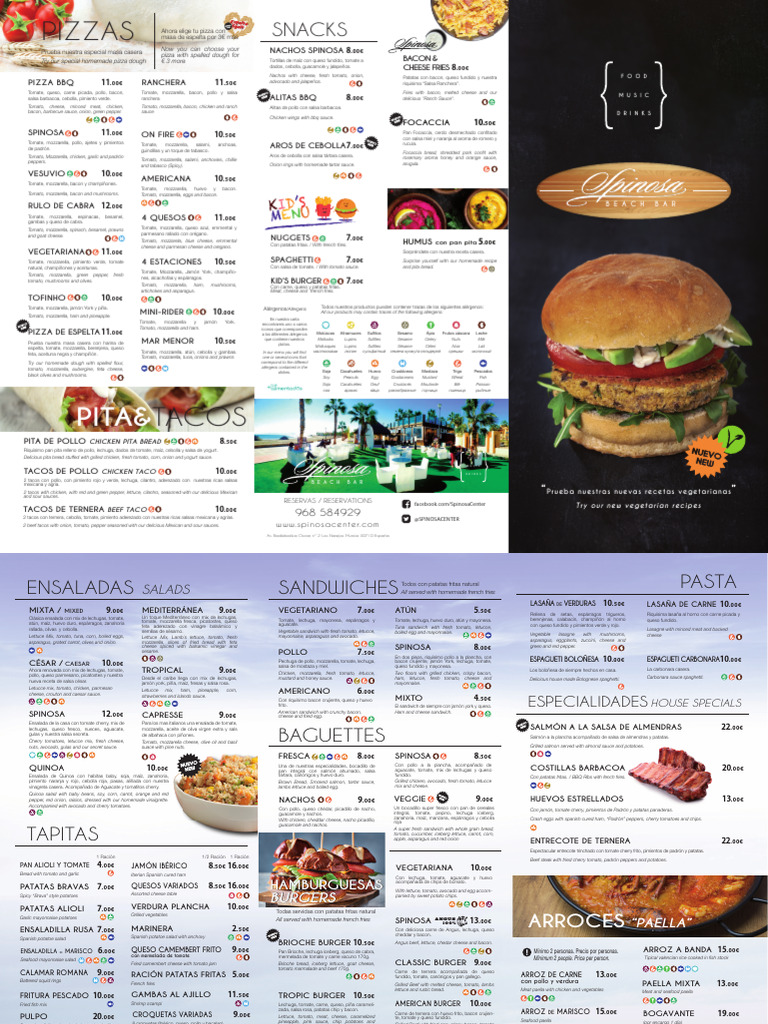 Spinosa Menu | PDF | ensalada | Ingredientes de comida