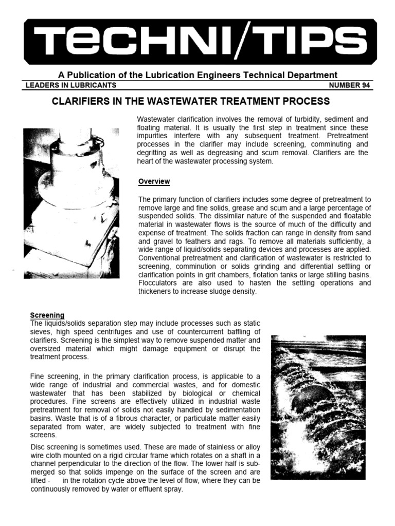 094 - Clarifiers in The WWTProcess | PDF | Sewage Treatment ...
