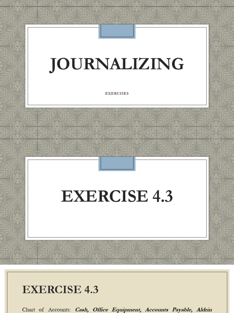 Journalizing Exercises | PDF | Expense | Revenue