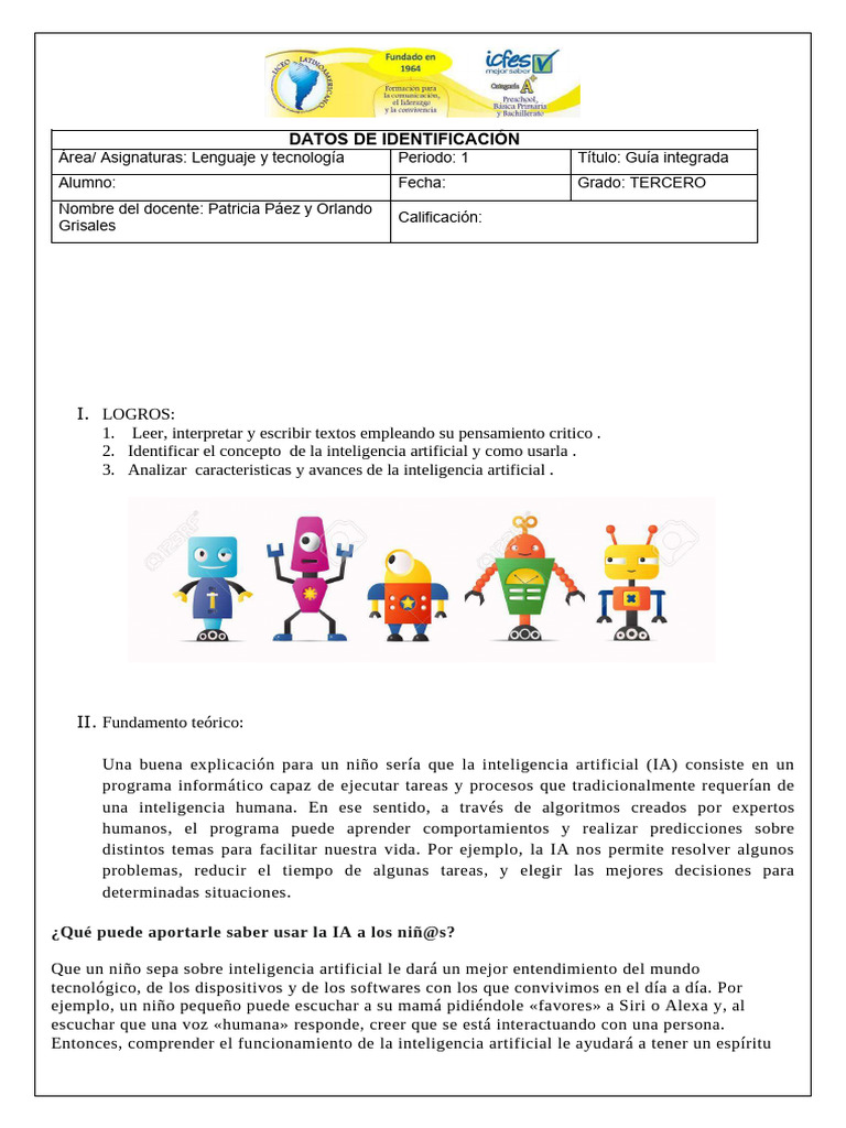 IA para Niños de Primaria: Guía Didáctica | PDF | Inteligencia ...