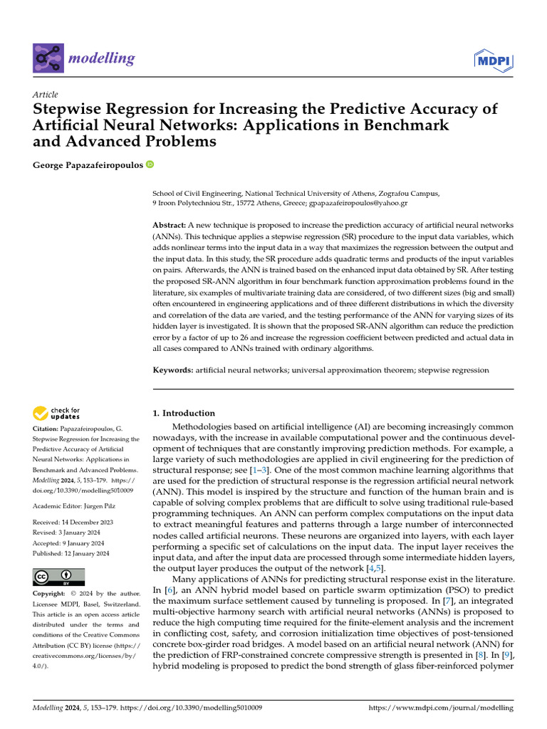 Modelling 05 00009 | PDF | Artificial Neural Network | Mathematical ...