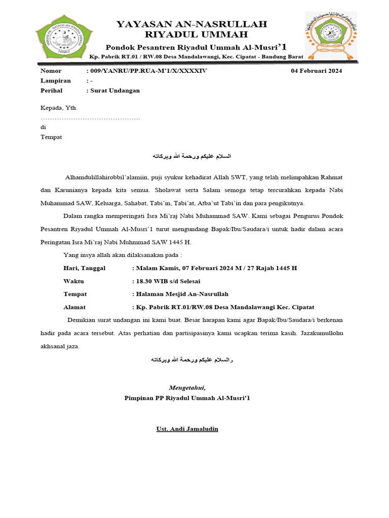 Surat Undangan Rajaban Viks..4 | PDF