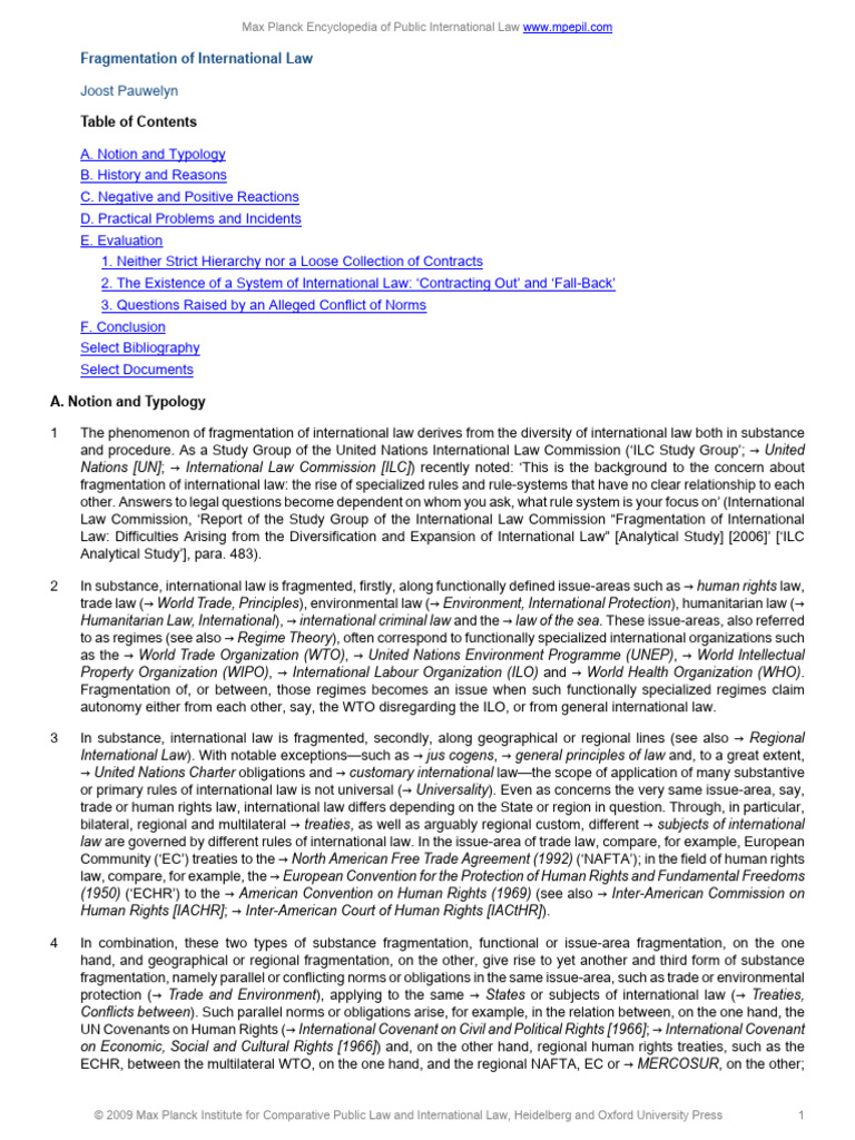 Understanding Fragmentation in International Law | PDF | International ...