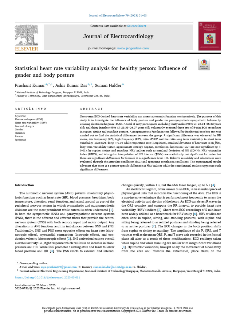Statistical Heart Rate Variability Analysis For Healthy Person | PDF ...