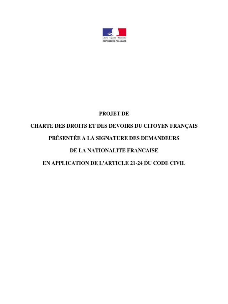 Charte Des Droits Et Devoirs Du Citoyen Français 2021
