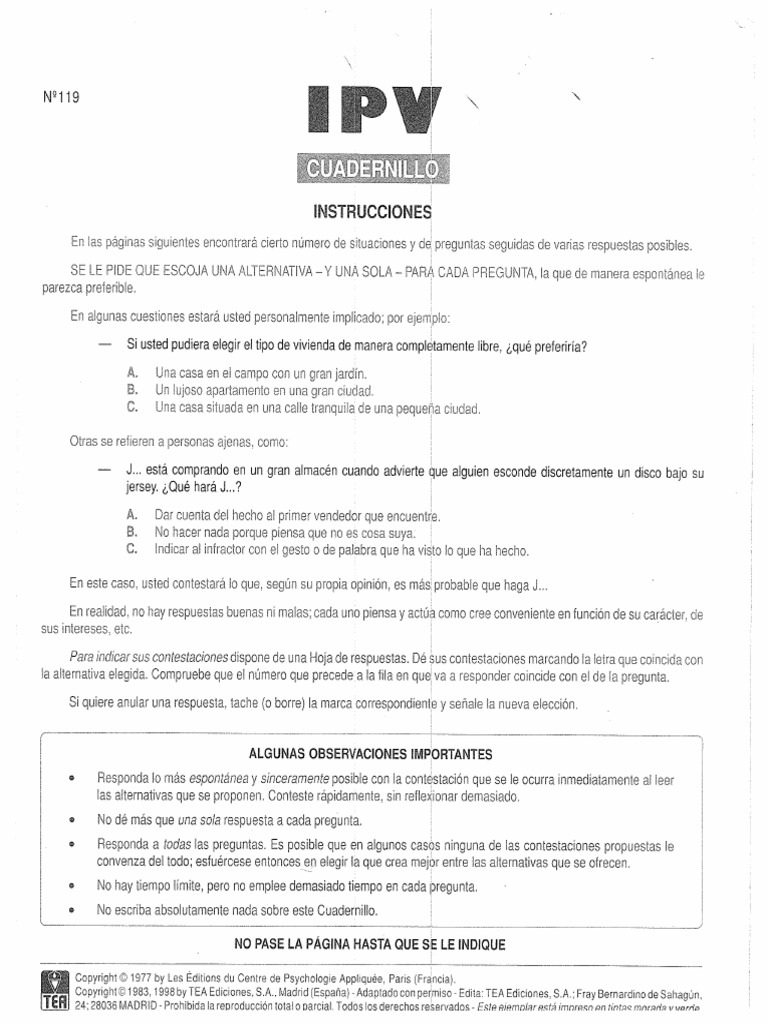Cuadernillo Ipv | PDF