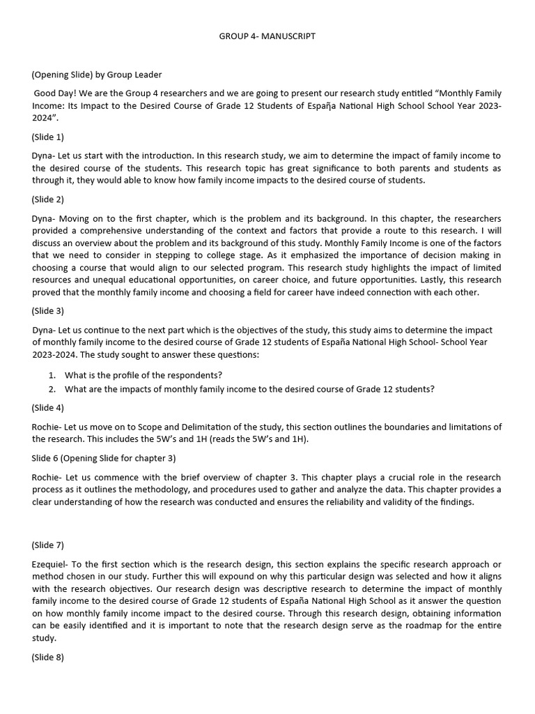 Group 4 Manuscript Pdf Mean Sampling Statistics