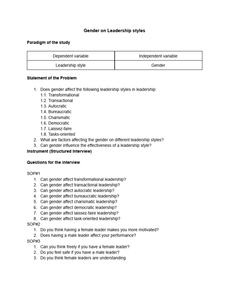 Gender Influence on Leadership Styles | PDF