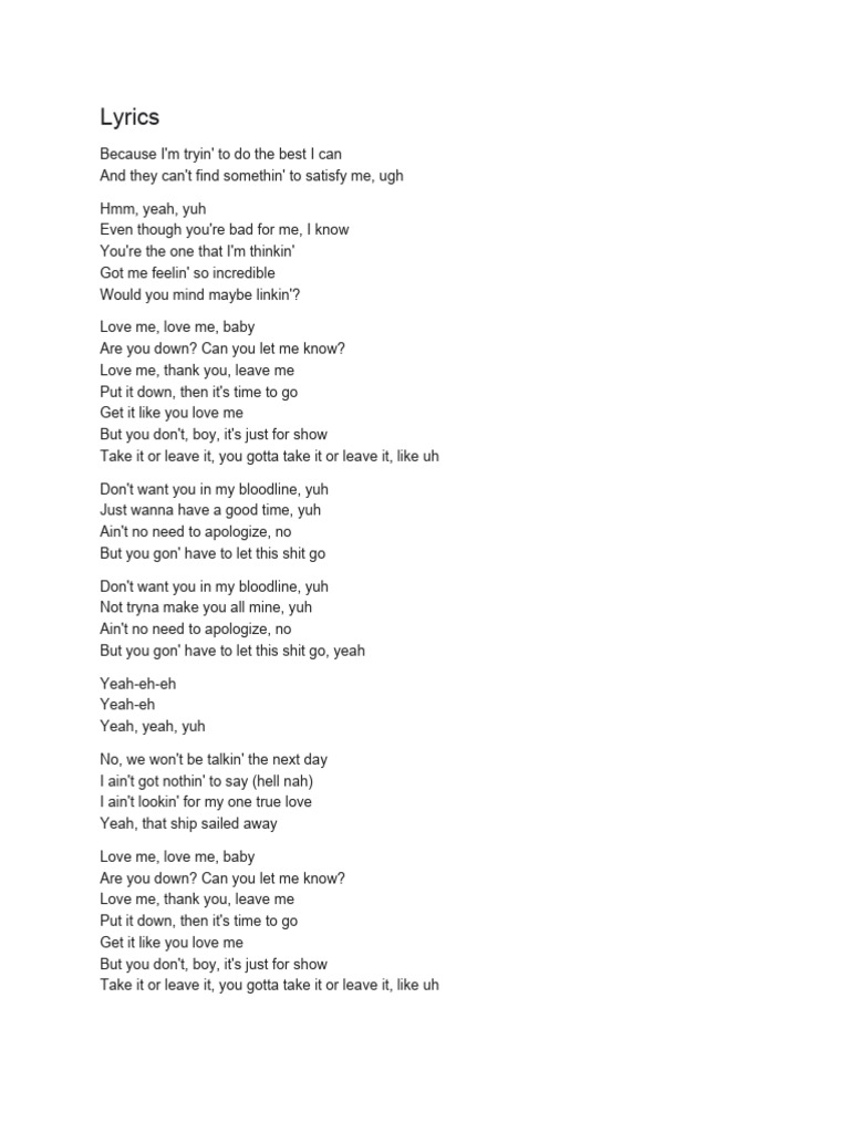 Blood Line Lyrics PDF Songs