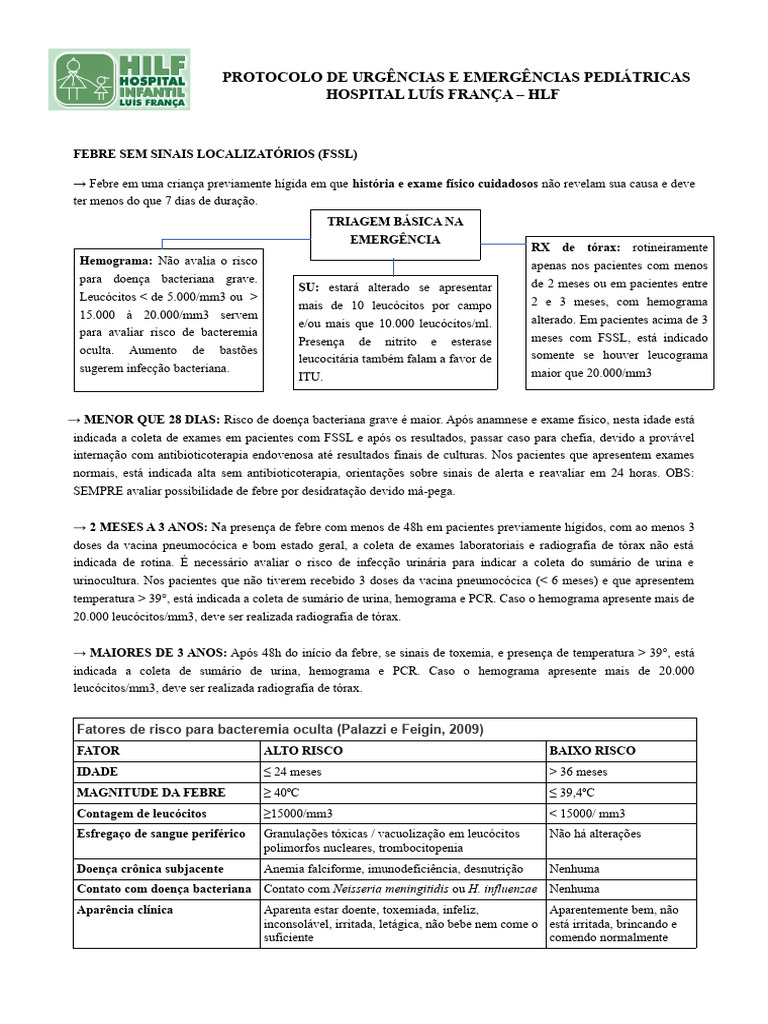Protocolo FSSL em Pediatria | PDF | Infecção do trato urinário ...