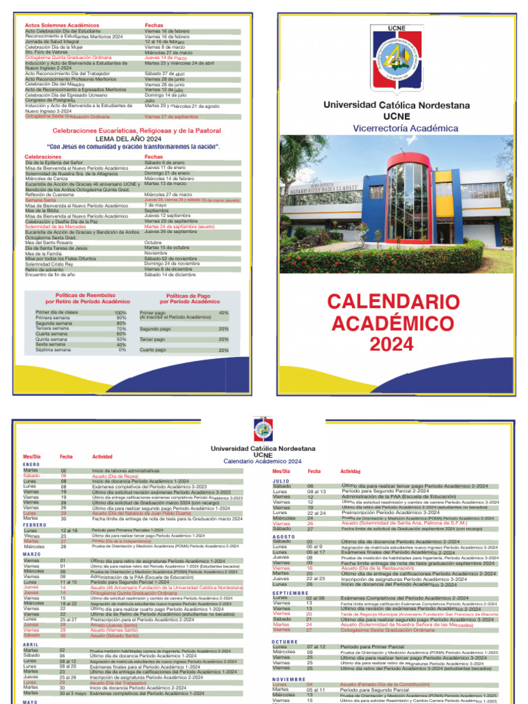 Calendario Académico UCNE-2024 | PDF | Fiestas cristianas y días santos ...
