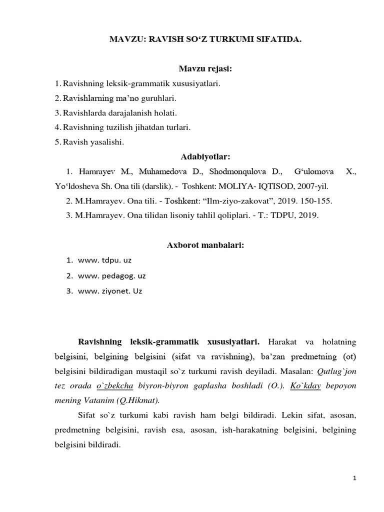 'Ruza. Ravish So Z Turkumi Sifatida | PDF