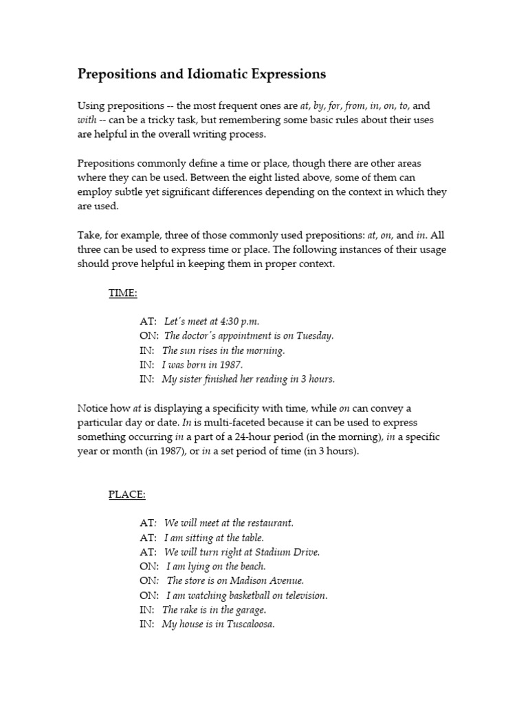 Prepositions and Idiomatic Expressions: With Can Be A Tricky Task, But ...