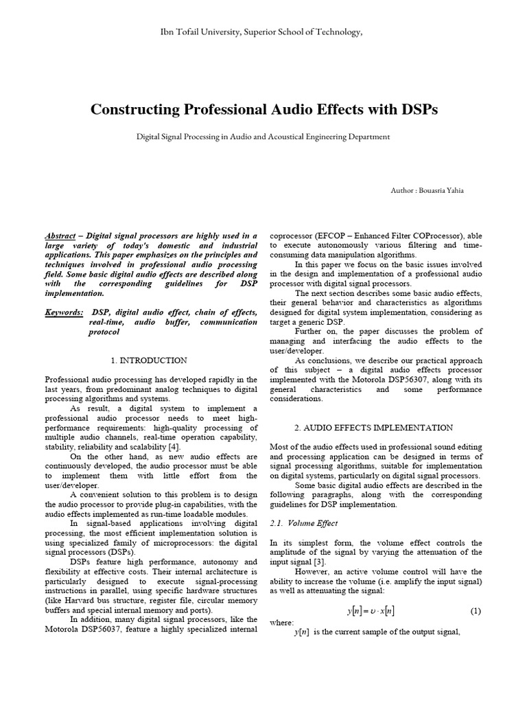 Constructing Audio Effects With Digital Signal Processing - Yahia ...