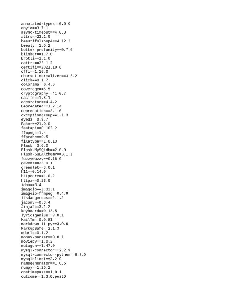 Python Package Dependencies List | PDF