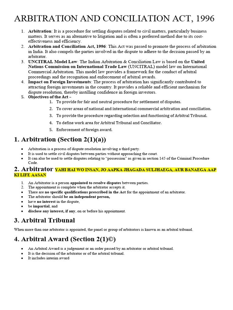 Arbitration and Conciliation Act | PDF | Arbitration | Arbitral Tribunal