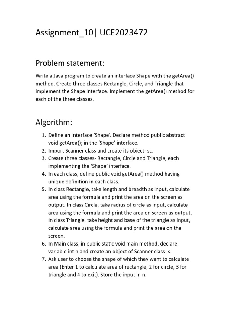 Java Program for Area Calculation | PDF | Area | Method (Computer ...