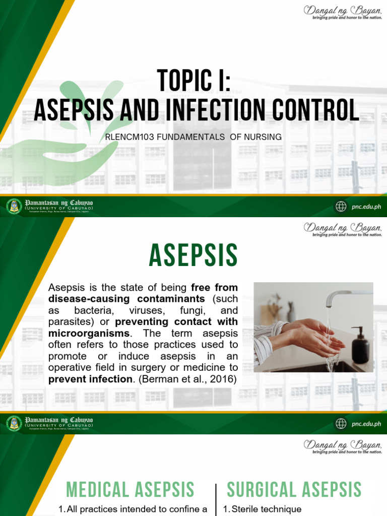 Asepsis and Infection Control Basics | PDF | Hand Washing | Infection