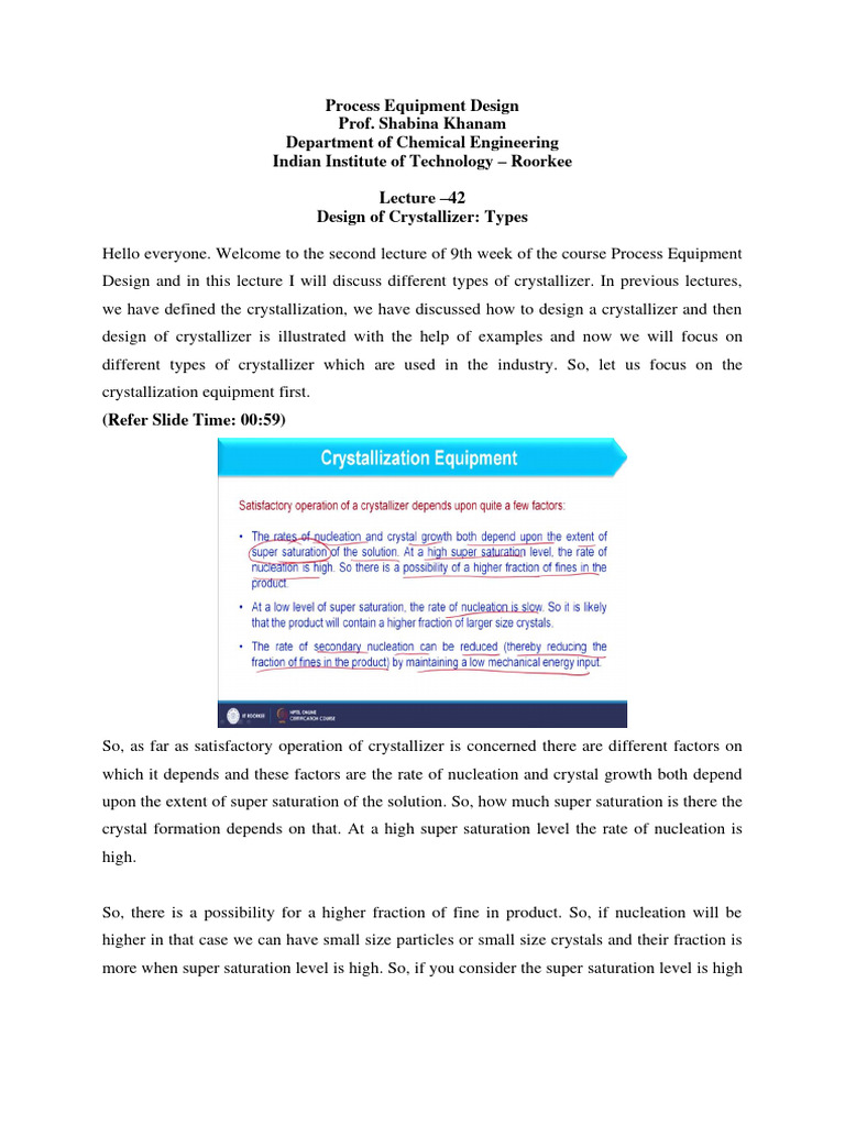 Types of Crystallizers Explained | PDF | Crystallization | Heat Exchanger