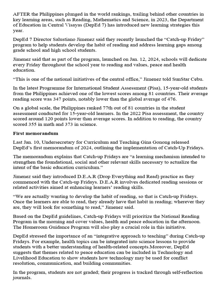 AFTER The Philippines Plunged in The World Rankings | PDF | Curriculum ...