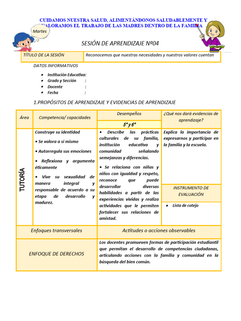 Salud y Valores en la Familia | PDF | Aprendizaje | Evaluación