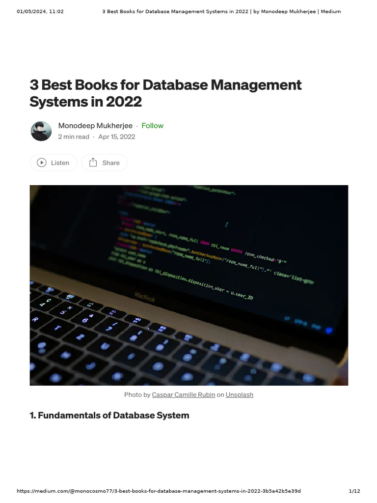 3 Best Books For Database Management Systems in 2022 - by Monodeep ...