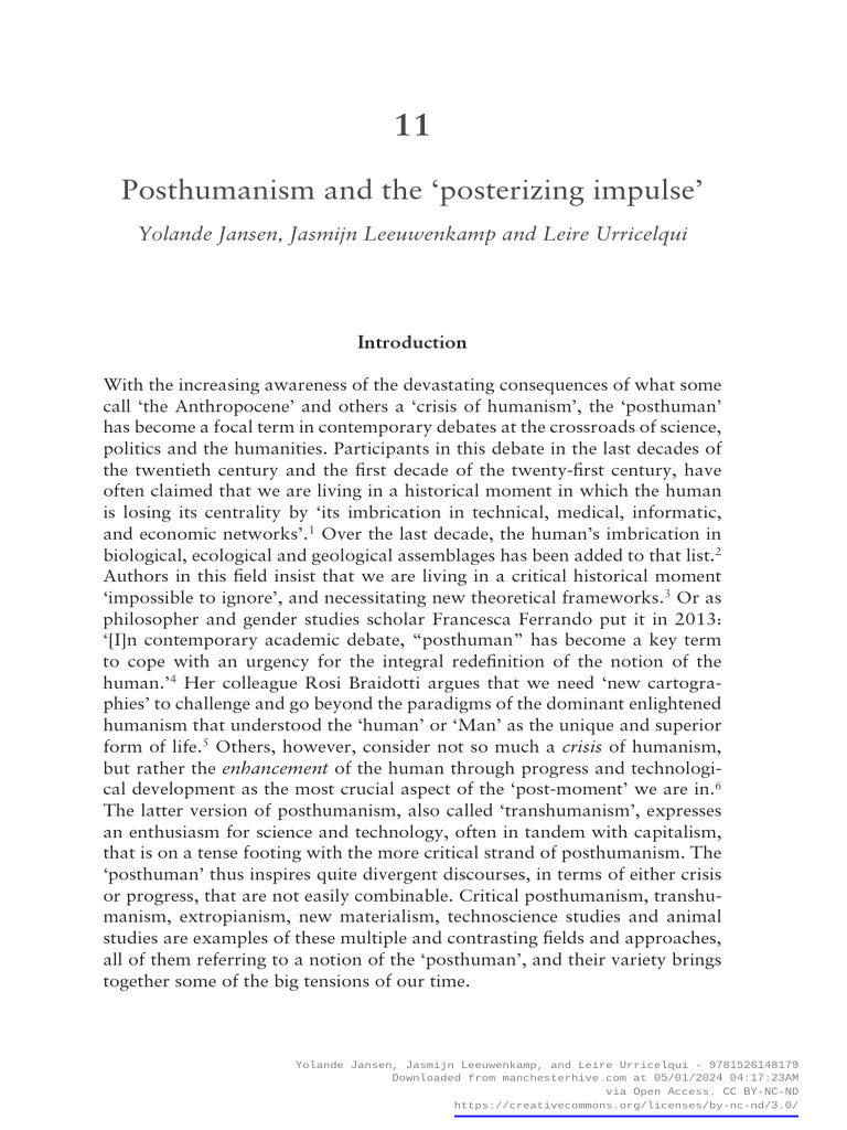 Posthumanism: A Scholarly Debate | PDF | Transhumanism | Posthuman