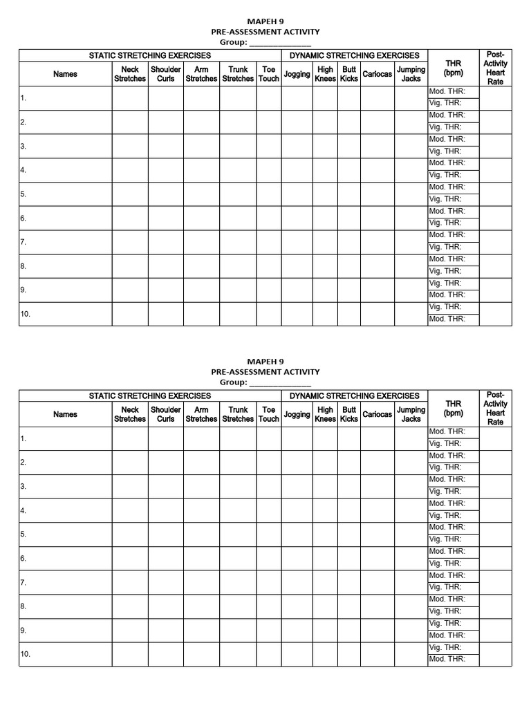 MAPEH 9 Stretching Exercises Guide | PDF | Physical Exercise | Physical ...