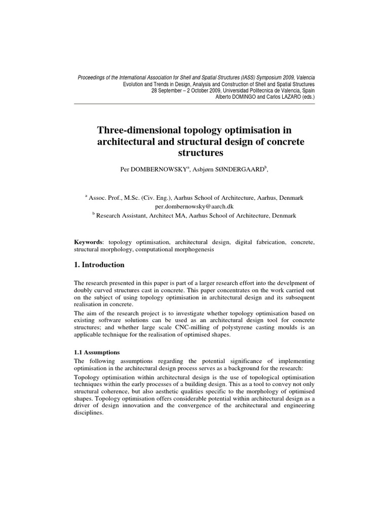 2009 Dombernovsky Three-Dimensional Topology Optimisation in | PDF ...