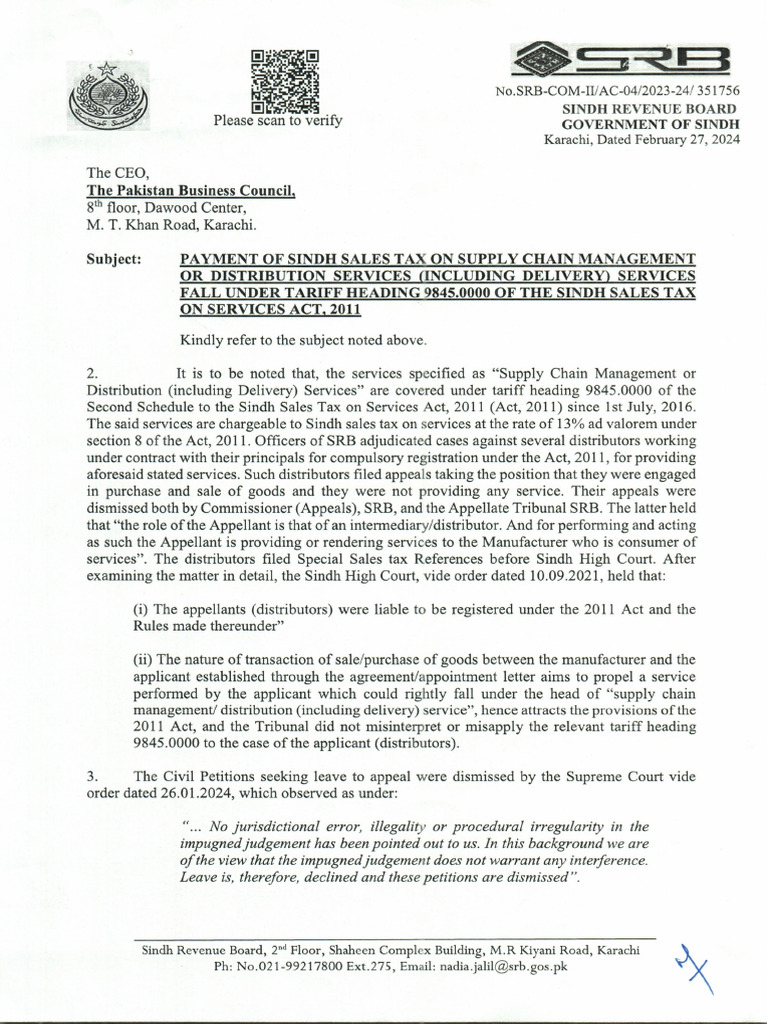 SRB Letter | PDF