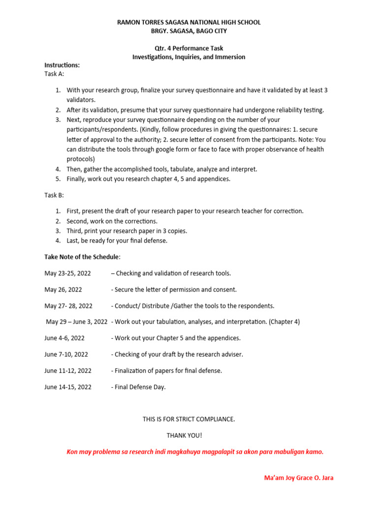 3is PERFORMANCE TASK | PDF