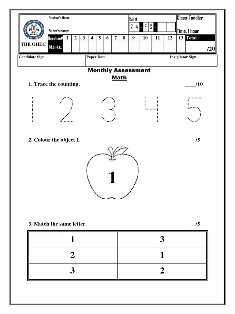 Toddler Monthly Assessment Template | PDF