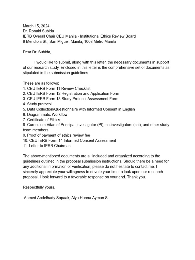 IERB Submission Documents Overview | PDF