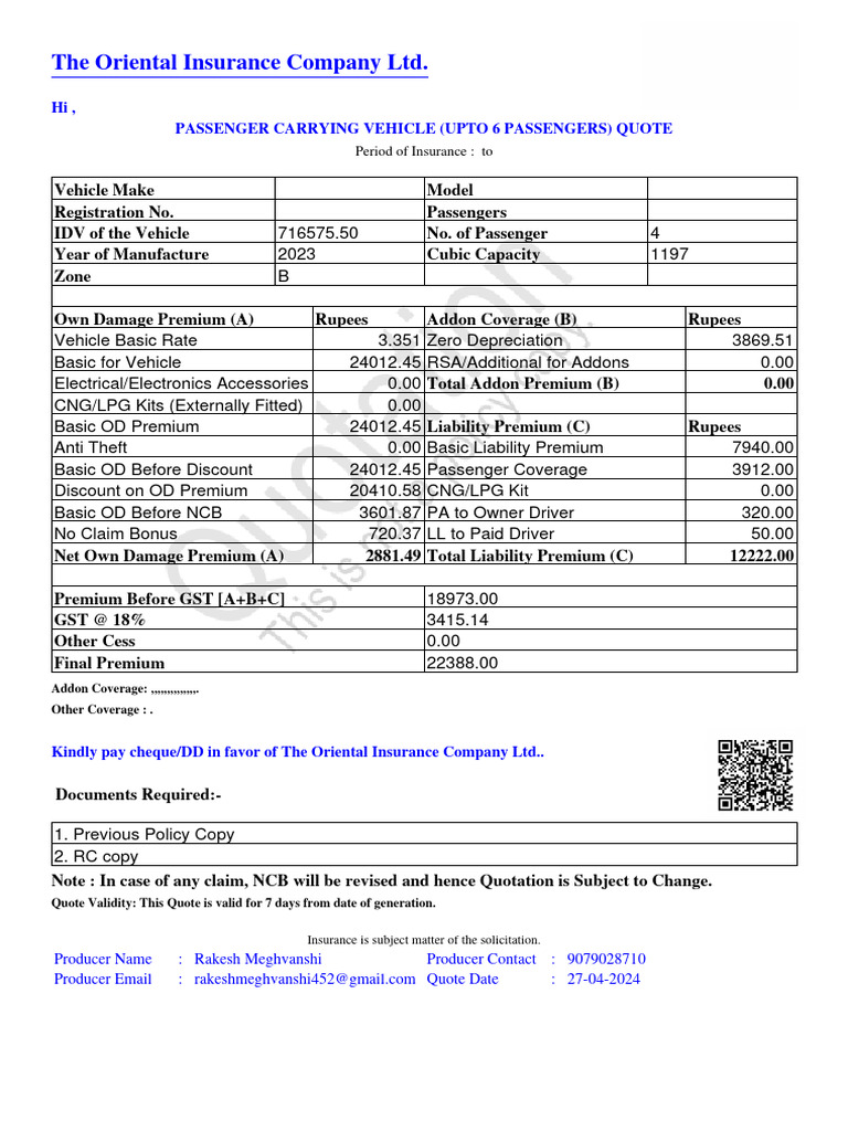Quotepdf20240427 101238 | PDF | Insurance | Transport