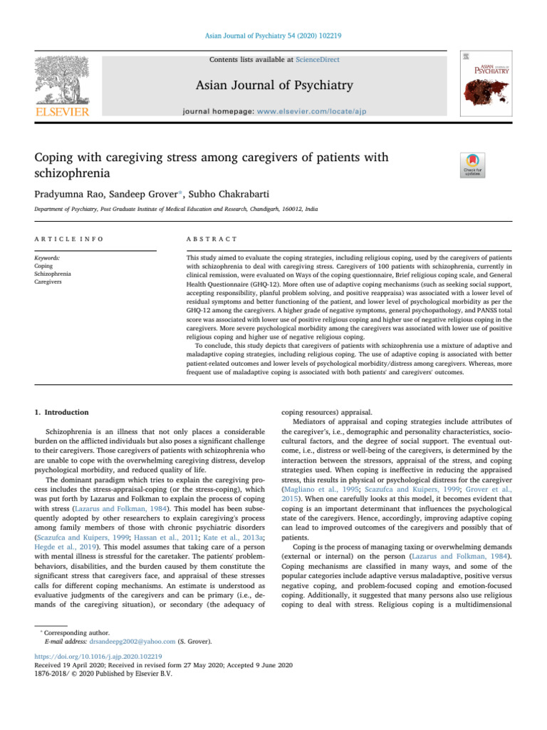 Coping Strategies for Schizophrenia Caregivers | PDF | Caregiver ...
