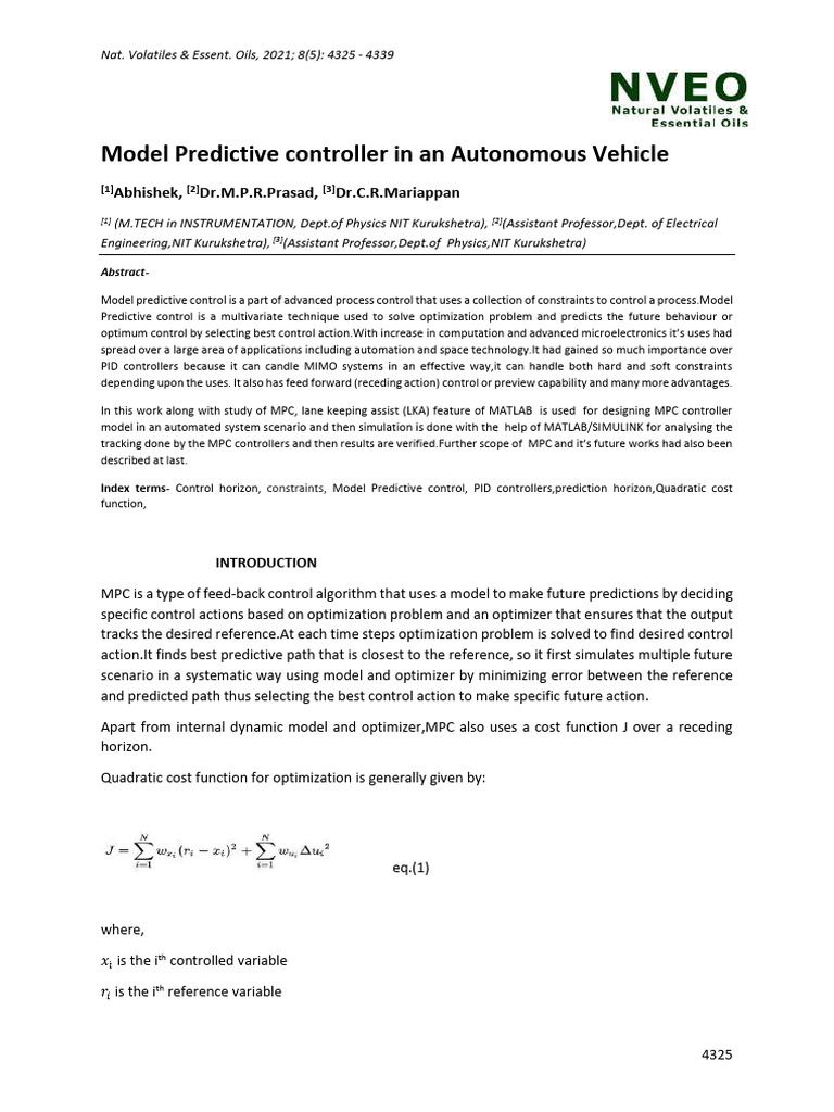 Model Predictive Control in Vehicles | PDF | Mathematical Optimization ...