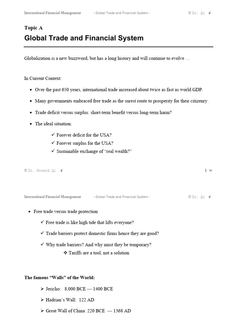 Topic A - Global Trade and Financial System | PDF | General Agreement ...